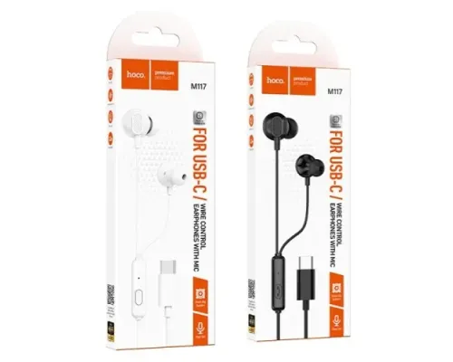 Навушники дротові HOCO M117 Victory universal digital earphones with mic. Type-C White mag-6942007673242153129