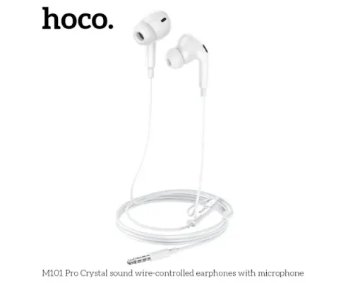 Навушники дротові HOCO M101 Pro Crystal sound wire-controlled earphones with mic. Білі mag-6931474782380145262