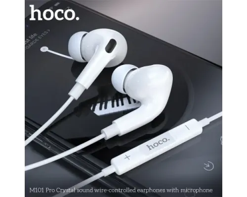 Навушники дротові HOCO M101 Pro Crystal sound wire-controlled earphones with mic. Білі mag-6931474782380145262