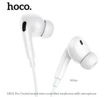 Навушники дротові HOCO M101 Pro Crystal sound wire-controlled earphones with mic. Білі mag-6931474782380145262