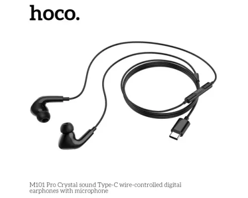 Навушники дротові HOCO M101 Pro Crystal sound Type-C wire-controlled with mic. Black mag-6931474782397145263