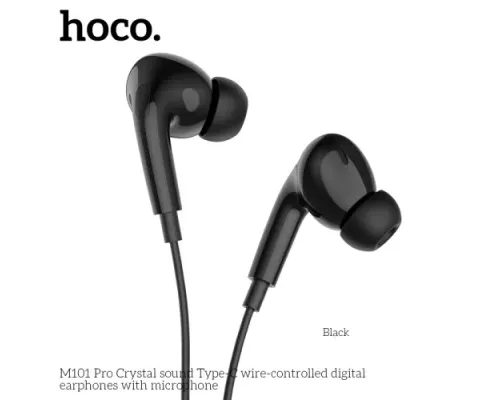 Навушники дротові HOCO M101 Pro Crystal sound Type-C wire-controlled with mic. Black mag-6931474782397145263