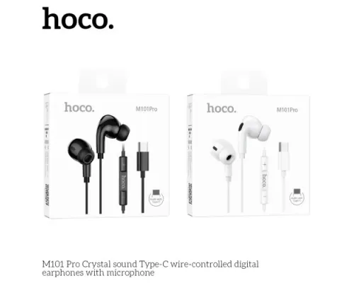 Навушники дротові HOCO M101 Pro Crystal sound Type-C wire-controlled with mic. Black mag-6931474782397145263