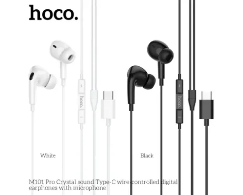 Навушники дротові HOCO M101 Pro Crystal sound Type-C wire-controlled with mic. Black mag-6931474782397145263