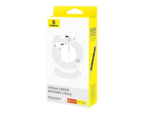 Навушники Baseus Encok CZ18 Type-C Wired Earphones White A00170100213-Z1 mag-6932172655860145716