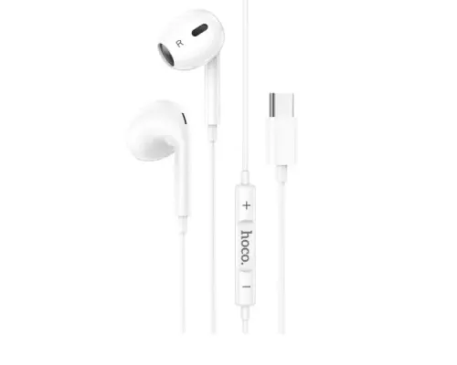 Навушники дротові HOCO M101 Max Crystal grace Type-C wire-controlled with mic. White mag-6931474782441145264