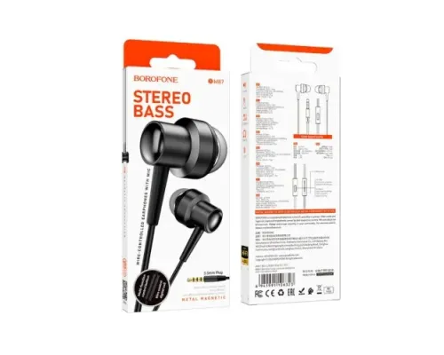 Навушники BOROFONE BM87 Element metal universal earphones with microphone чорні mag-6941991106323152222