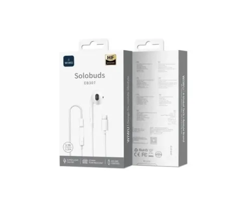 Навушники WiWU Type-C Solobuds Wired Earbuds EB307 White mag-6977703654745153604