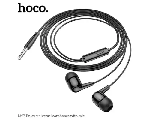 Навушники дротові HOCO M97 Enjoy universal earphones with mic 1,2m Чорні mag-6931474771780145045