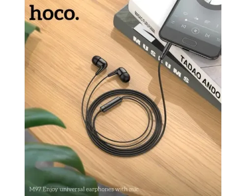 Навушники дротові HOCO M97 Enjoy universal earphones with mic 1,2m Чорні mag-6931474771780145045