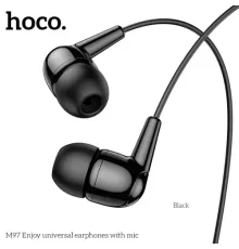 Навушники дротові HOCO M97 Enjoy universal earphones with mic 1,2m Чорні mag-6931474771780145045
