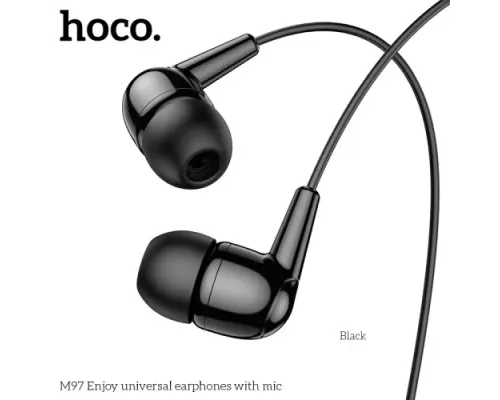 Навушники дротові HOCO M97 Enjoy universal earphones with mic 1,2m Чорні mag-6931474771780145045