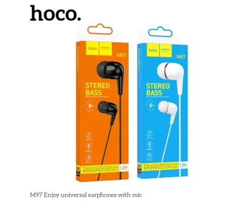 Навушники дротові HOCO M97 Enjoy universal earphones with mic 1,2m Чорні mag-6931474771780145045