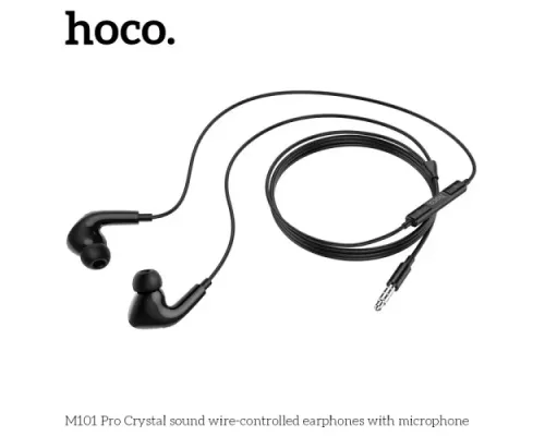 Навушники дротові HOCO M101 Pro Crystal sound wire-controlled earphones with mic. Чорні mag-6931474782373146705