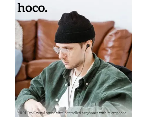 Навушники дротові HOCO M101 Pro Crystal sound wire-controlled earphones with mic. Чорні mag-6931474782373146705