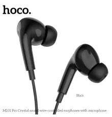 Навушники дротові HOCO M101 Pro Crystal sound wire-controlled earphones with mic. Чорні mag-6931474782373146705