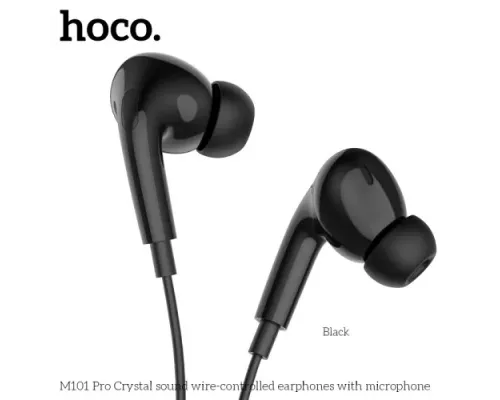 Навушники дротові HOCO M101 Pro Crystal sound wire-controlled earphones with mic. Чорні mag-6931474782373146705