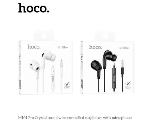Навушники дротові HOCO M101 Pro Crystal sound wire-controlled earphones with mic. Чорні mag-6931474782373146705