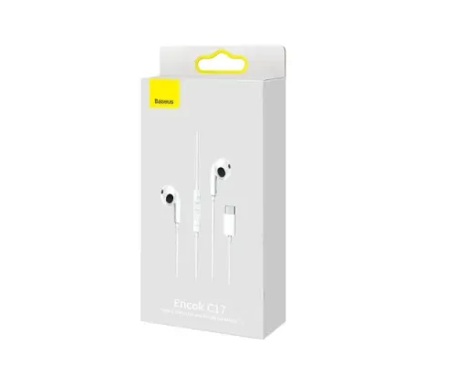 Навушники Baseus Encok Type-C lateral in-ear Wired Earphone C17 White NGCR010002 mag-6932172604264151182