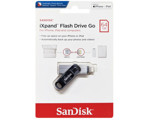 Flash SanDisk USB 3.0 iXpand Go 64Gb Lightning Apple (SDIX60N-064G-GN6NN)