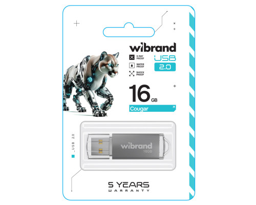 Flash Wibrand USB 2.0 Cougar 16Gb Silver (WI2.0/CU16P1S)