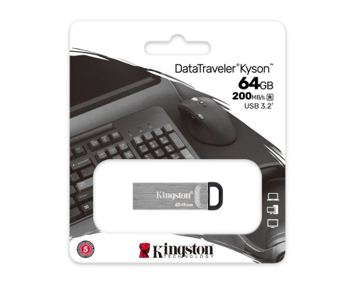 Flash Kingston USB 3.2 DT Kyson 64GB Silver/Black (DTKN/64GB)