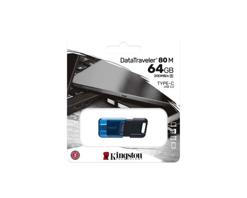 Flash Kingston USB 3.2 DT 80M 64GB Type-C Black/Blue (DT80M/64GB)