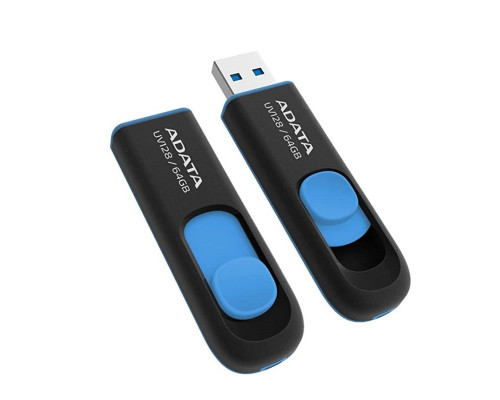 Flash A-DATA USB 3.2 UV 128 64Gb Black/Blue (AUV128-64G-RBE)