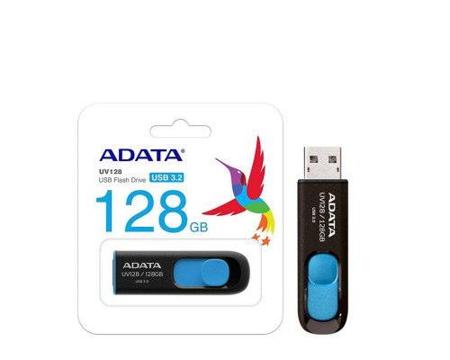 Flash A-DATA USB 3.2 UV 128 128Gb Black/Blue (AUV128-128G-RBE)