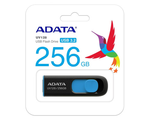 Flash A-DATA USB 3.2 UV 128 256Gb Black/Blue (AUV128-256G-RBE)