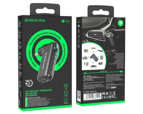 FM модулятор BOROFONE BC35 Wideway car AUX BT receiver чорний mag-6974443381450140902