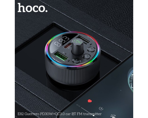 АЗП/ФМ Модулятор HOCO E82 Guerrero PD30W+QC3.0 car BT FM transmitter Gray mag-6942007620642138645