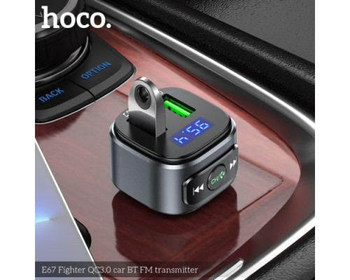 АЗП/ФМ Модулятор HOCO E67 Fighter car BT-FM transmitter 2USB/QC3.0/BT5.0 Black mag-6931474762122138633