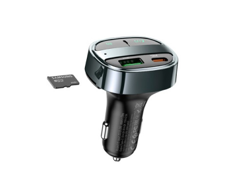 АЗП/ФМ Модулятор HOCO E70 car BT FM transmitter 1USB/1PD/QC/PD30W/BT5.0 Black mag-6931474765246138634