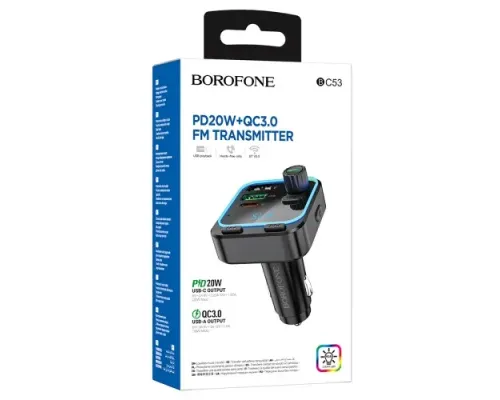 АЗП модулятор BOROFONE BC53 Highway PD20W+QC3.0 чорний mag-6941991108457144186