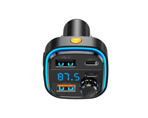 ФМ-модулятор XO BCC08 MP3 5V/3.1A Car Charger with Ambient Light Чорний mag-6920680835485140338