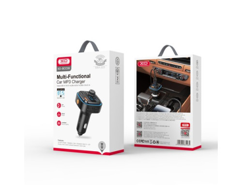 ФМ-модулятор XO BCC08 MP3 5V/3.1A Car Charger with Ambient Light Чорний mag-6920680835485140338