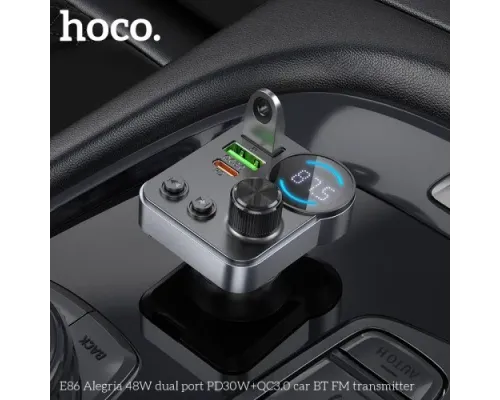 АЗП/ФМ Модулятор HOCO E86 Alegria 48W dual port PD30W+QC3.0 Black mag-6942007646956146739