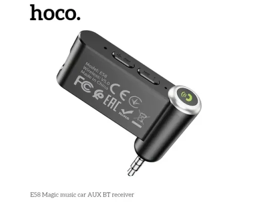 Бездротовий ресивер HOCO E58 Magic music BT5.0/140mAh Чорний mag-6931474748768154153