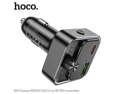 АЗП/ФМ Модулятор HOCO E81 Fantasy PD30W+QC3.0 Black mag-6942007612296142599