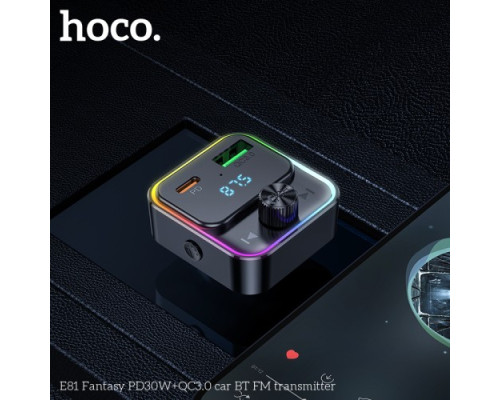 АЗП/ФМ Модулятор HOCO E81 Fantasy PD30W+QC3.0 Black mag-6942007612296142599
