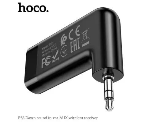 Бездротовий ресивер AUX Hoco E53 Dawn sound AUX BT5.0/145mAh Black mag-6931474729750154059