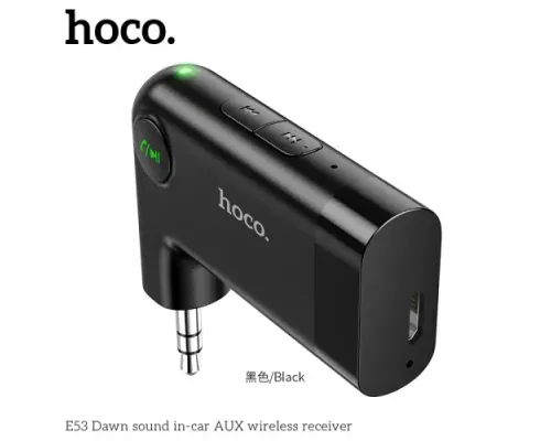 Бездротовий ресивер AUX Hoco E53 Dawn sound AUX BT5.0/145mAh Black mag-6931474729750154059