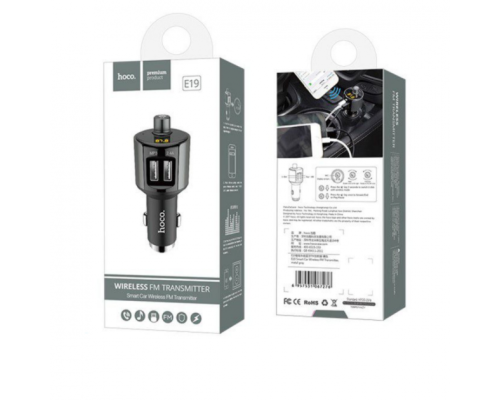 FM-Модулятор Hoco E19 12W 2.4A 2USB-A gray PLS-00-00049728