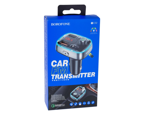 FM-Модулятор Borofone BC32 12W 2.1A 2USB-A black PLS-00-00062074