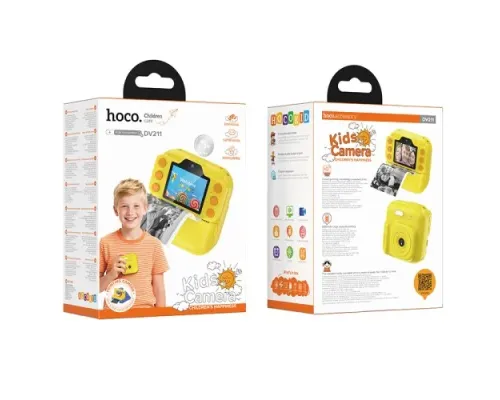 Фотоапарат дитячий з друком HOCO DV211 Dual camera children printing camera yellow mag-6942007663182146760