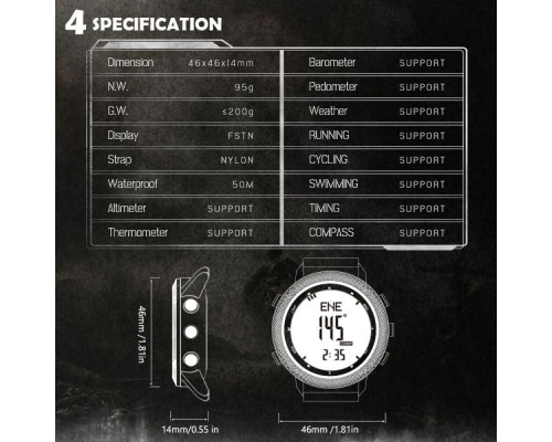 Цифровий Годинник NORTH EDGE Apache 46 black