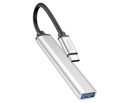 Кабель-перехiдник HOCO HB26 4 in 1 adapter(Type-C to USB3.0+USB2.0*3) Silver