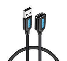 Кабель Vention USB 2.0 A Male to A Female Extension Cable 1.5M black PVC Type (CBIBG)
