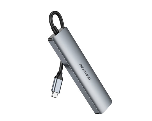 Адаптер BOROFONE DH16 Buddy Type-C 6-in-1 adapter Metal Gray (6941991115592)